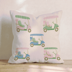 Pastel Golf Carts Throw Pillow - Hillcroft Home