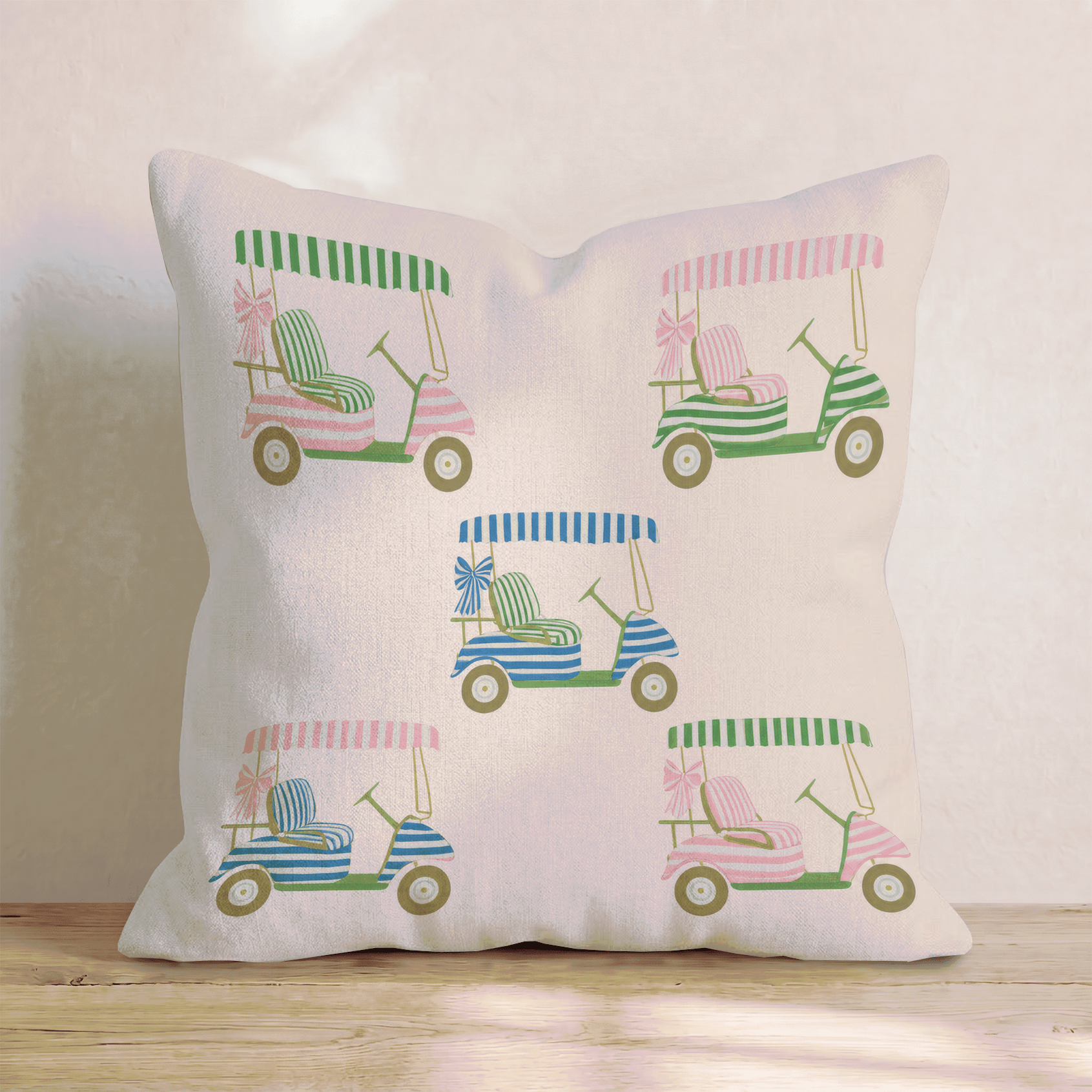 Pastel Golf Carts Throw Pillow - Hillcroft Home