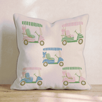 Pastel Golf Carts Throw Pillow - Hillcroft Home