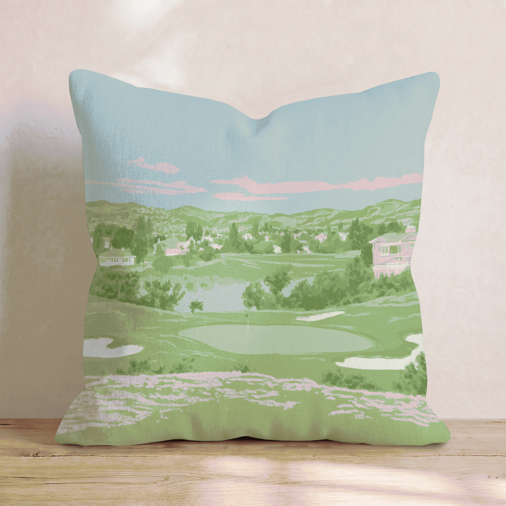 Pastel Golf Course Throw Pillow - Hillcroft Home