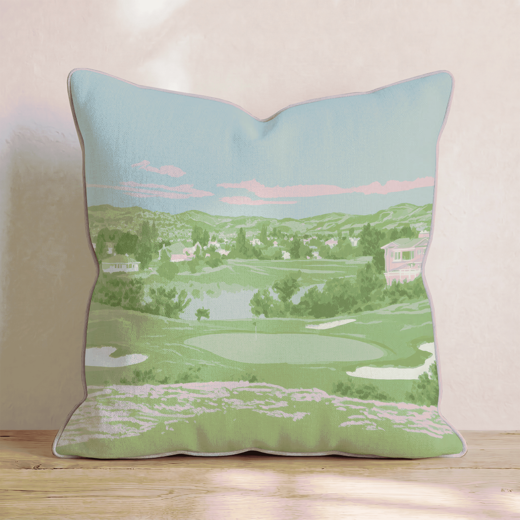 Pastel Golf Course Throw Pillow - Hillcroft Home
