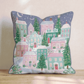 Pastel Hillside Village Throw Pillow - Hillcroft Home