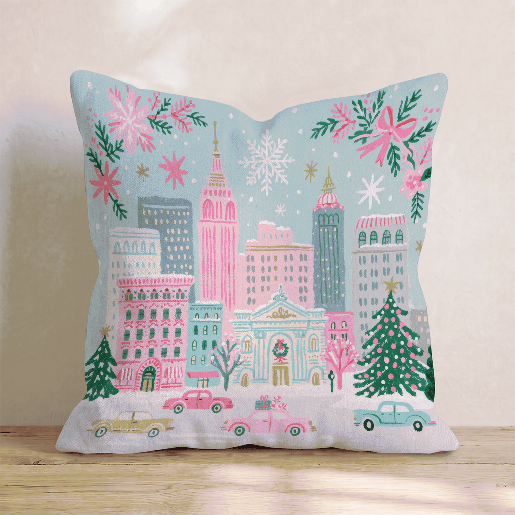 Pastel Manhattan Snowfall Throw Pillow - Hillcroft Home
