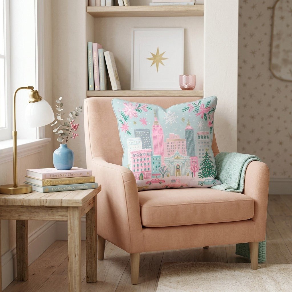Pastel Manhattan Snowfall Throw Pillow - Hillcroft Home