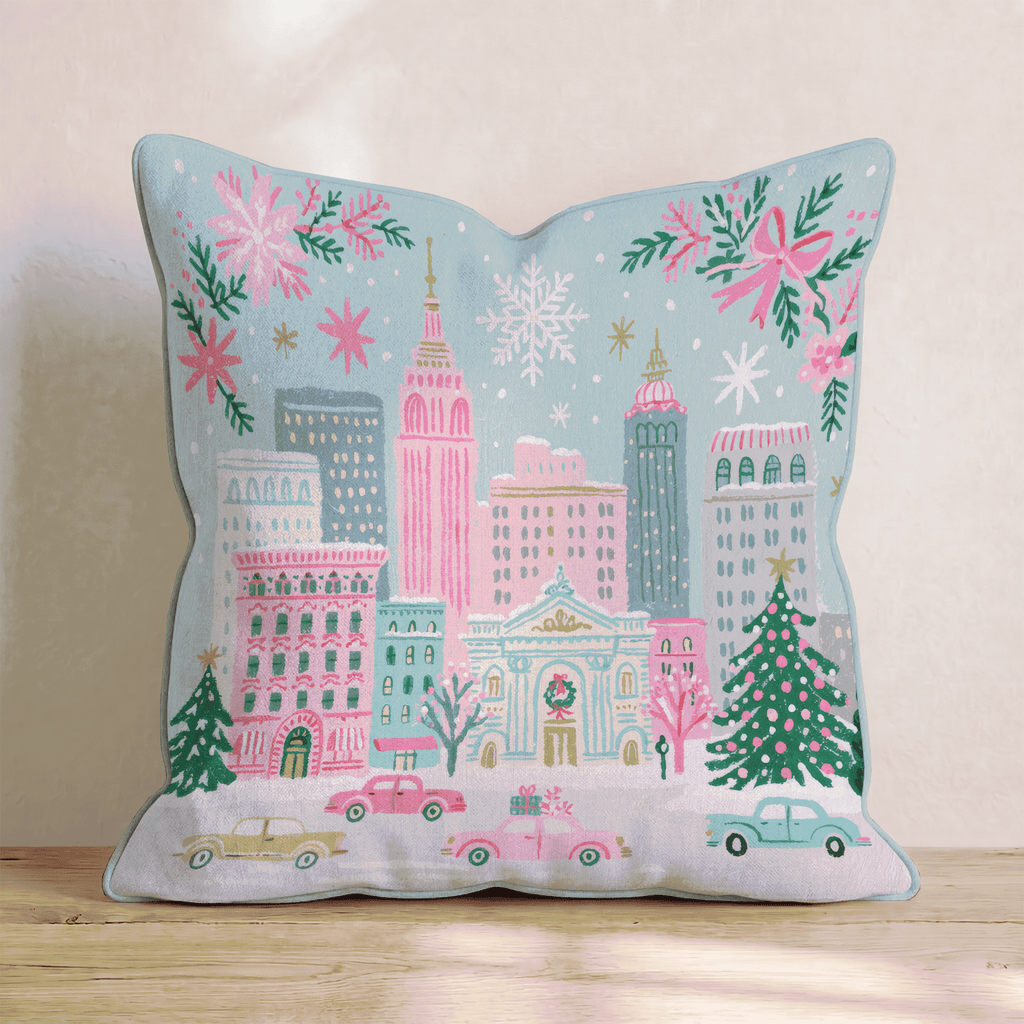 Pastel Manhattan Snowfall Throw Pillow - Hillcroft Home