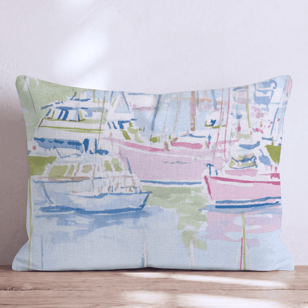Pastel Marina Scene Throw Pillow - Hillcroft Home