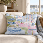 Pastel Marina Scene Throw Pillow throw pillow - Hillcroft Home