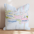 Pastel Marina Scene Throw Pillow - Hillcroft Home