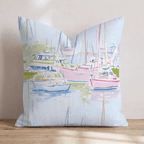 Pastel Marina Scene Throw Pillow - Hillcroft Home