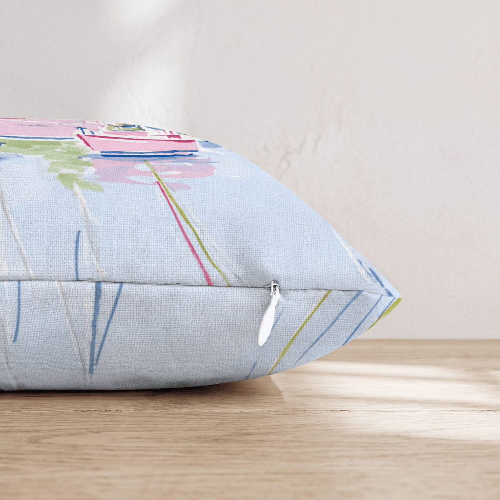 Pastel Marina Scene Throw Pillow - Hillcroft Home
