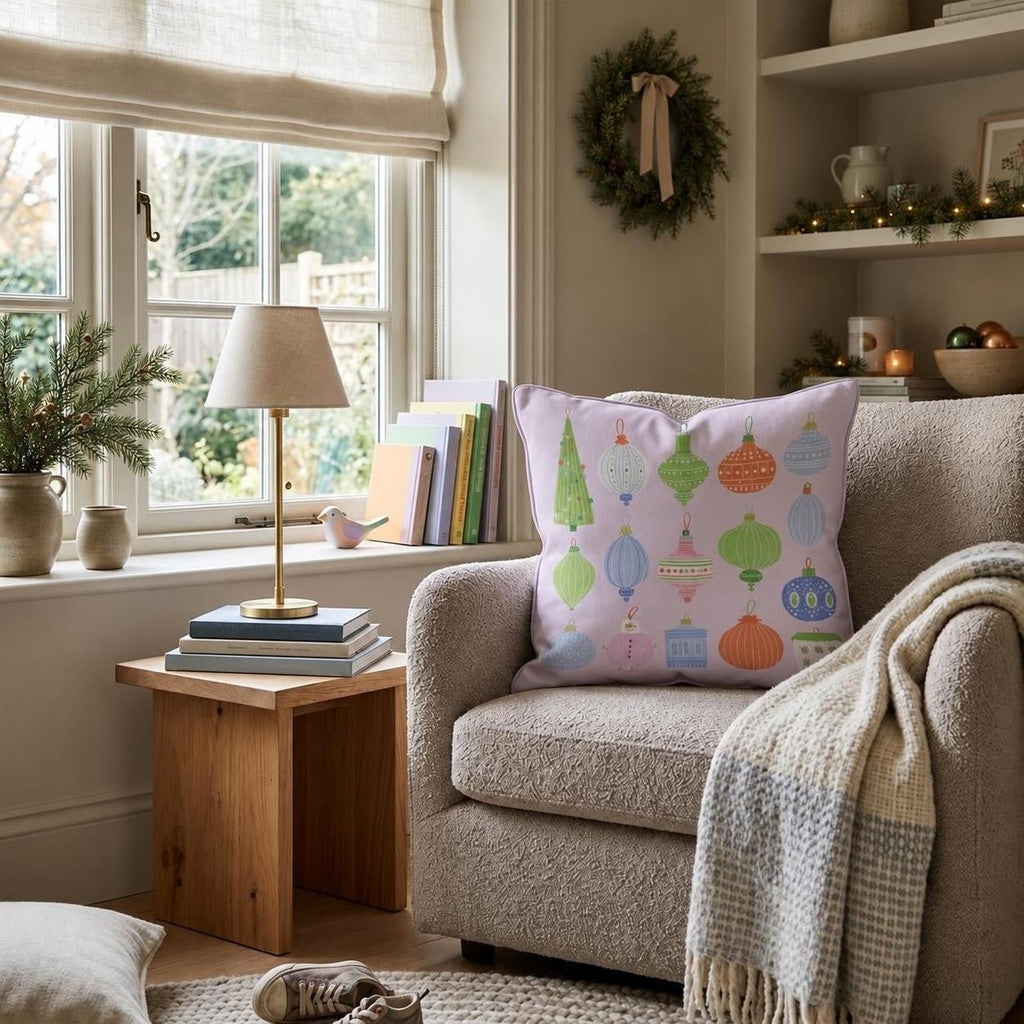 Pastel Ornament Set Throw Pillow throw pillow - Hillcroft Home