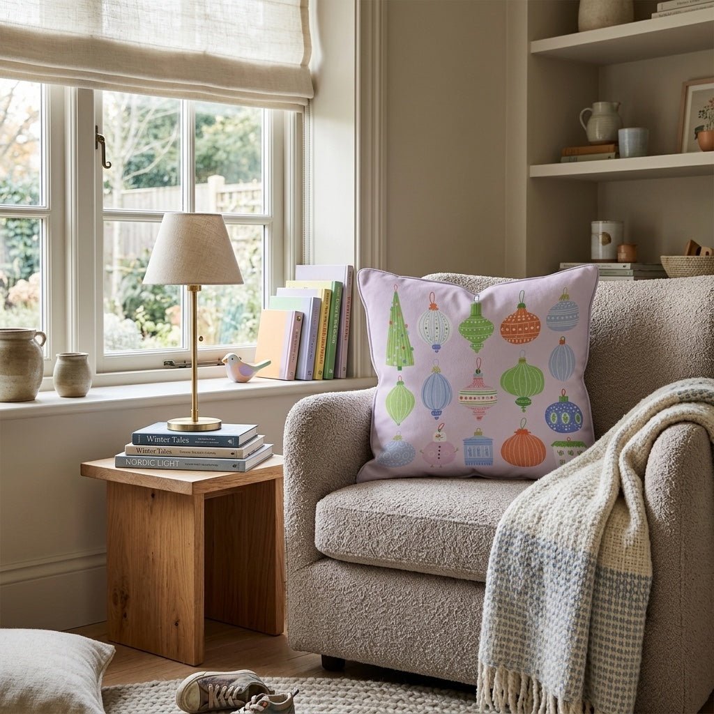 Pastel Ornament Set Throw Pillow - Hillcroft Home