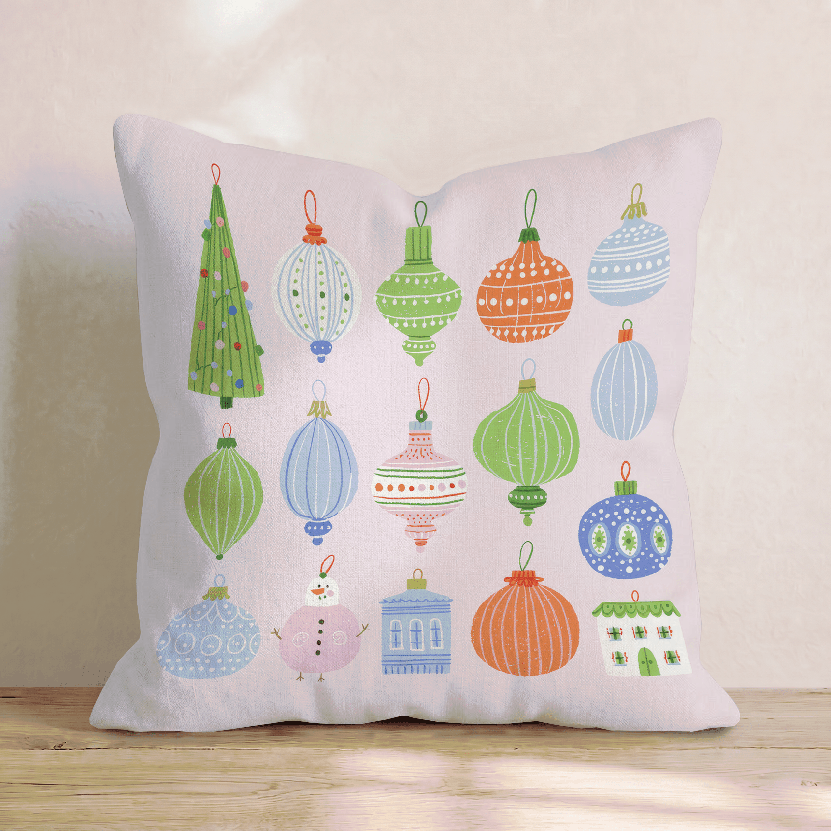 Pastel Ornament Set Throw Pillow - Hillcroft Home
