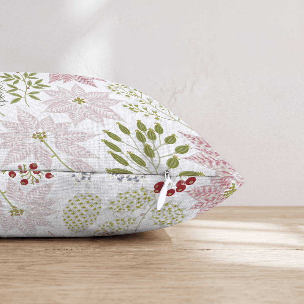 Pastel & Poinsetta Throw Pillow - Hillcroft Home
