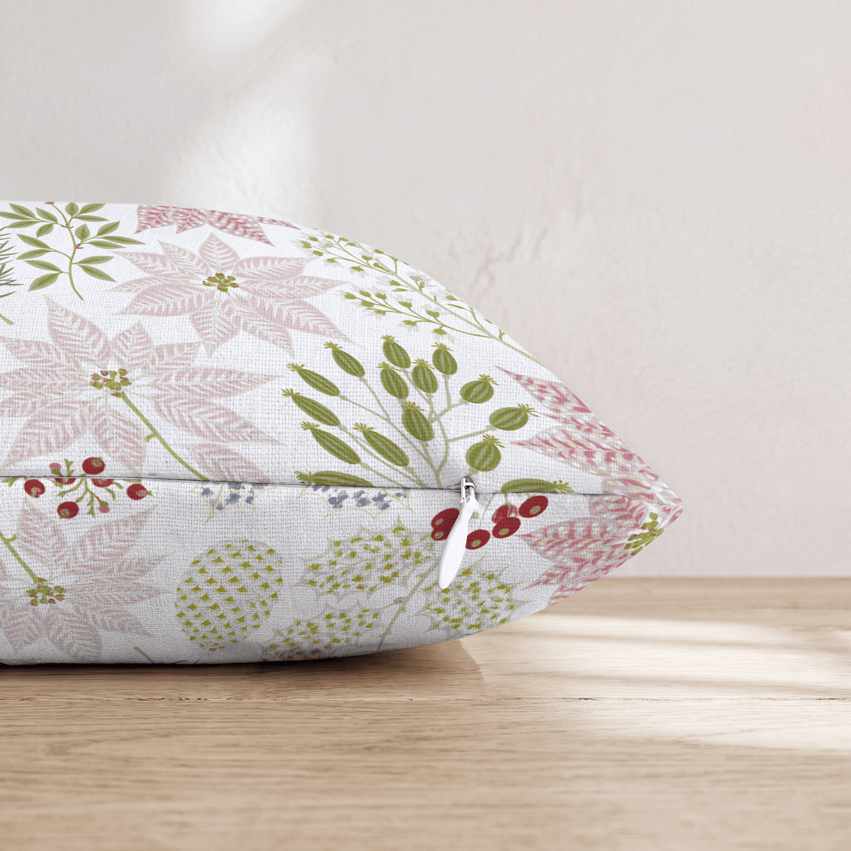 Pastel & Poinsetta Throw Pillow - Hillcroft Home