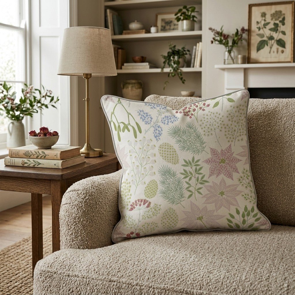 Pastel & Poinsetta Throw Pillow - Hillcroft Home