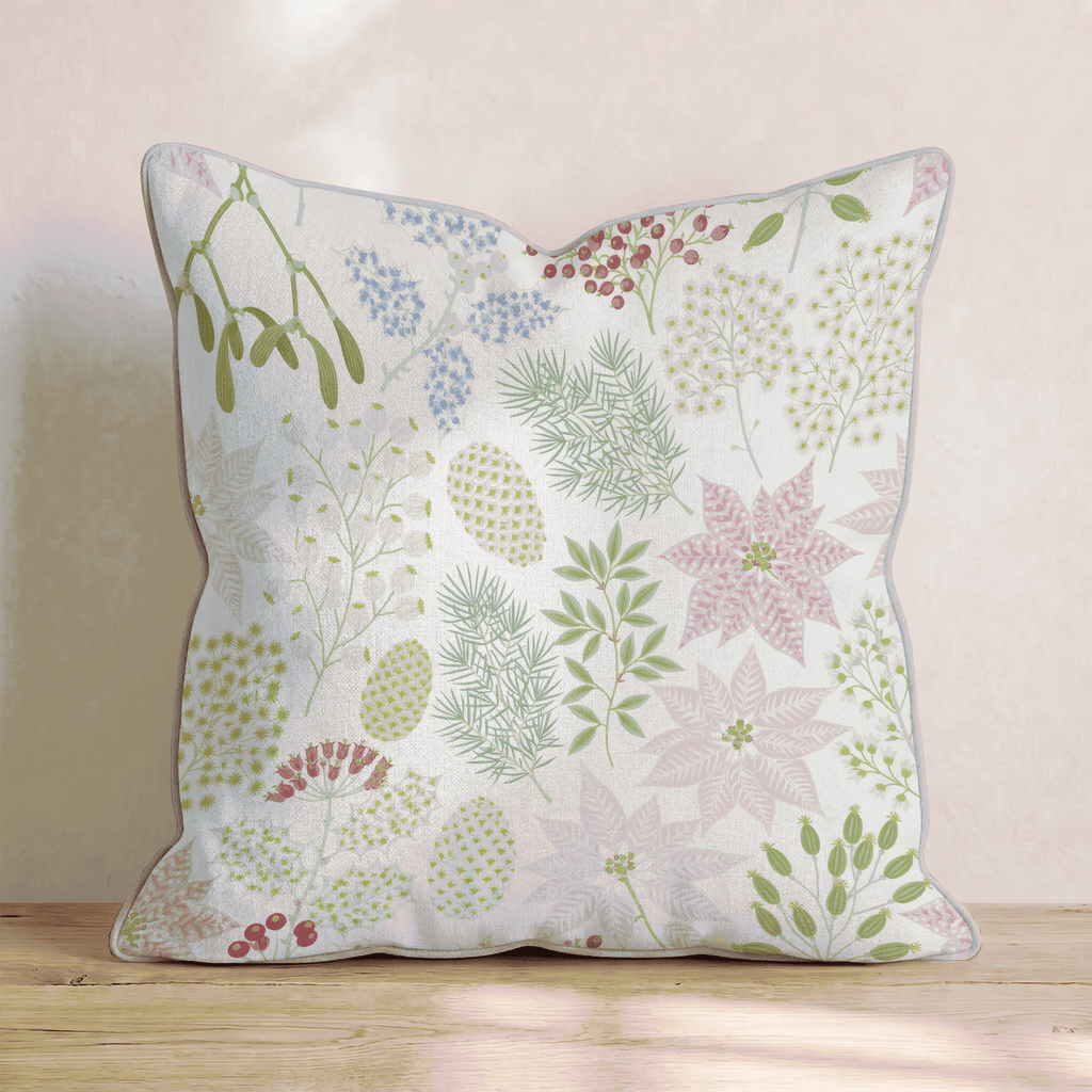 Pastel & Poinsetta Throw Pillow - Hillcroft Home