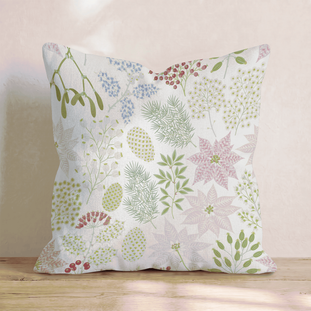 Pastel & Poinsetta Throw Pillow - Hillcroft Home