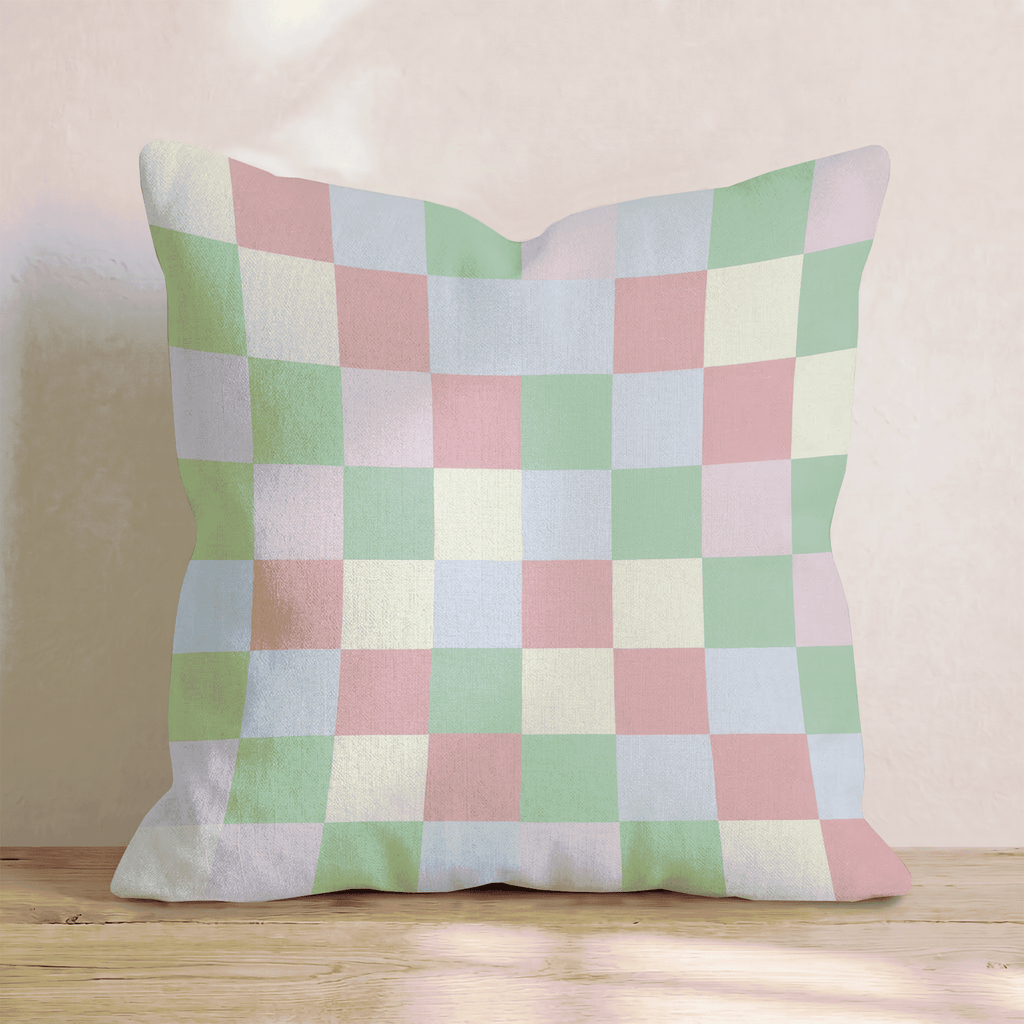 Pastel Rainbow Checker Throw Pillow - Hillcroft Home