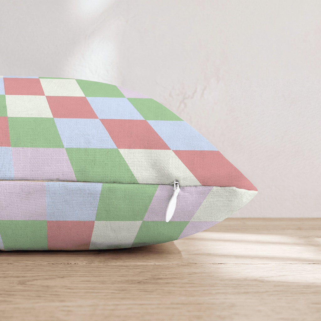 Pastel Rainbow Checker Throw Pillow - Hillcroft Home