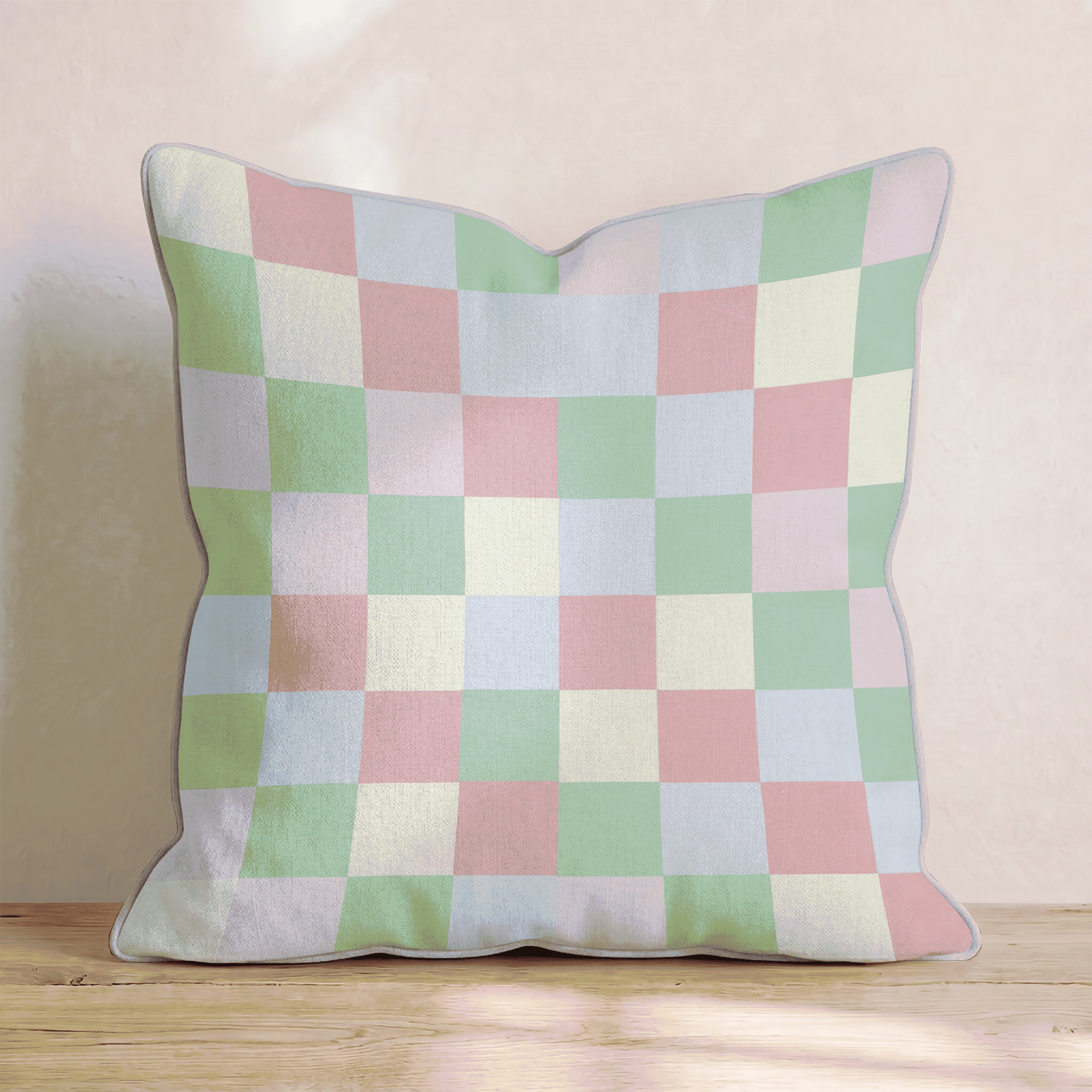 Pastel Rainbow Checker Throw Pillow - Hillcroft Home