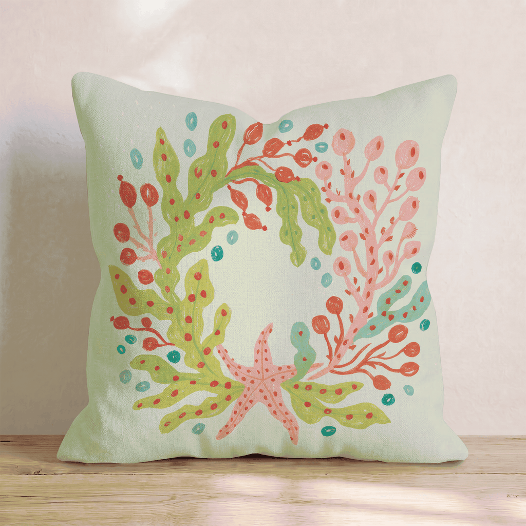 Pastel Shell Wreath Throw Pillow - Hillcroft Home
