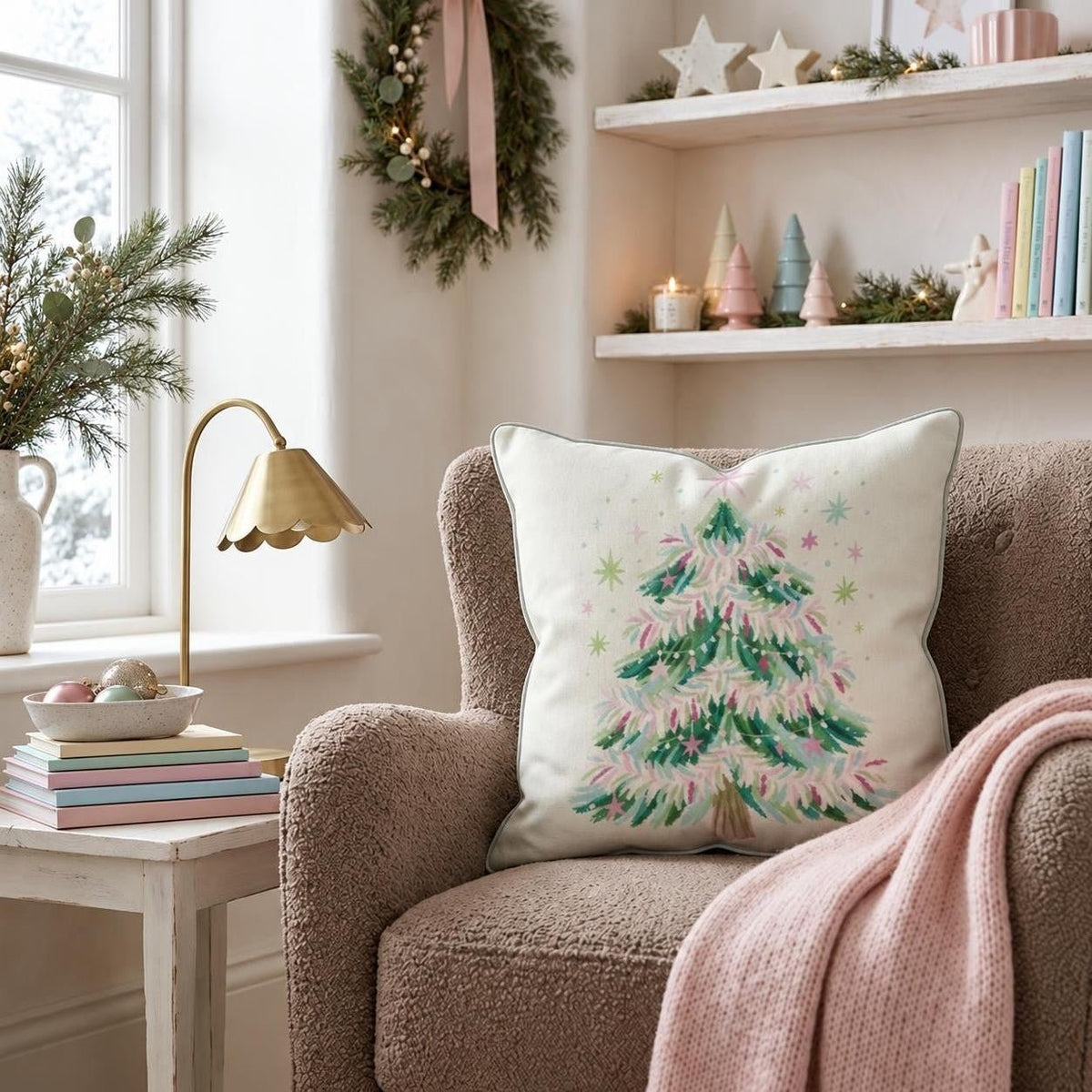 Pastel Stardust Fir Throw Pillow throw pillow - Hillcroft Home