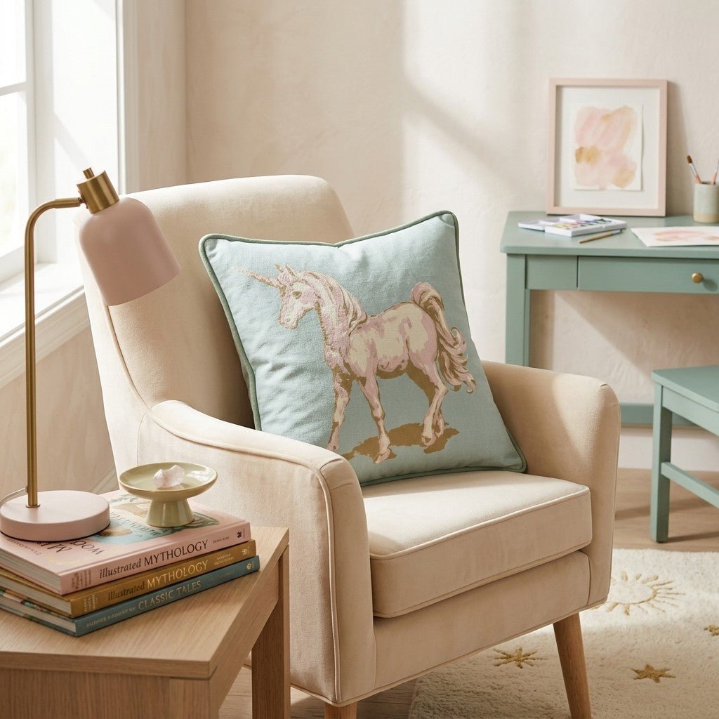 Pastel Unicorn Throw Pillow - Hillcroft Home