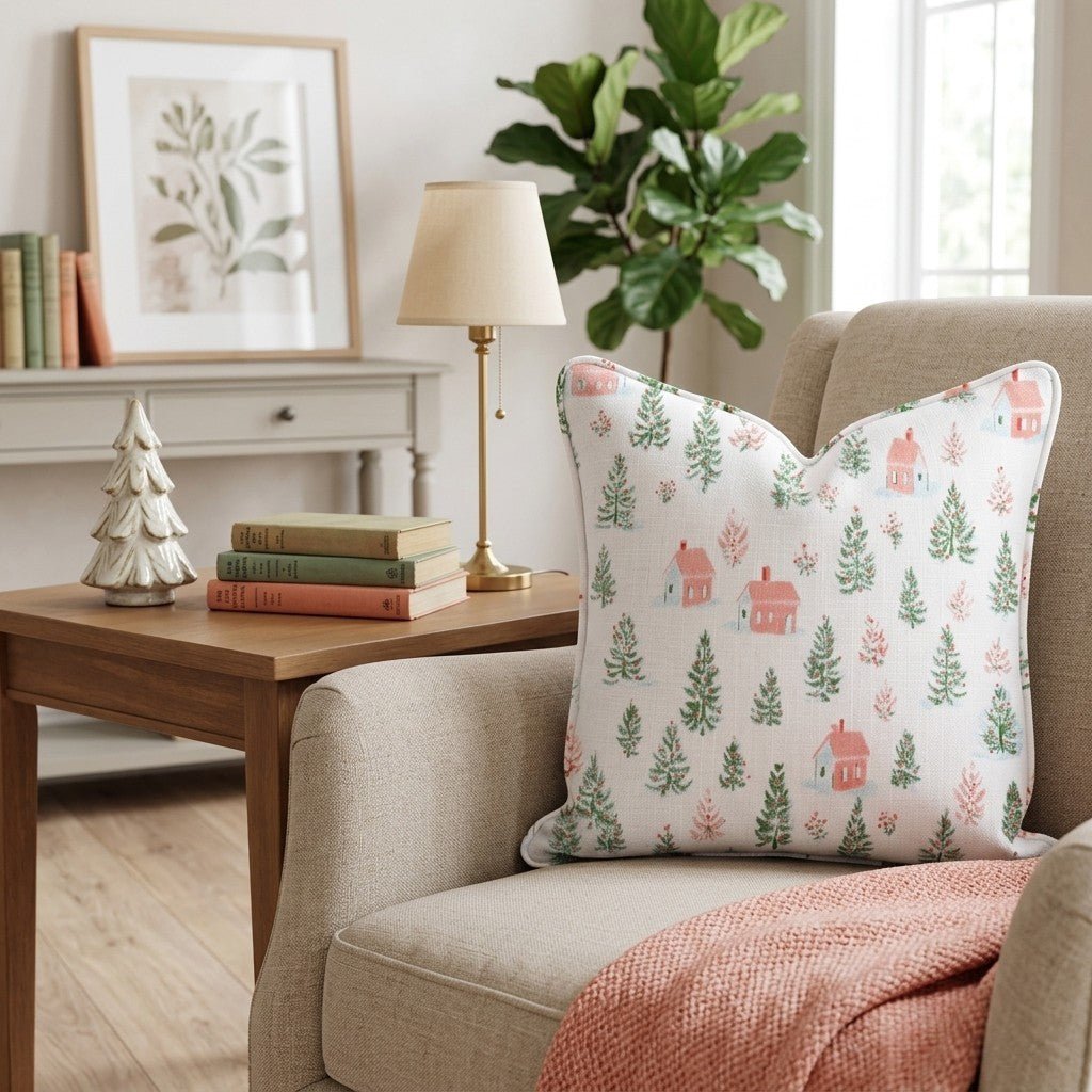 Pastel Village Peach Throw Pillow - Hillcroft Home