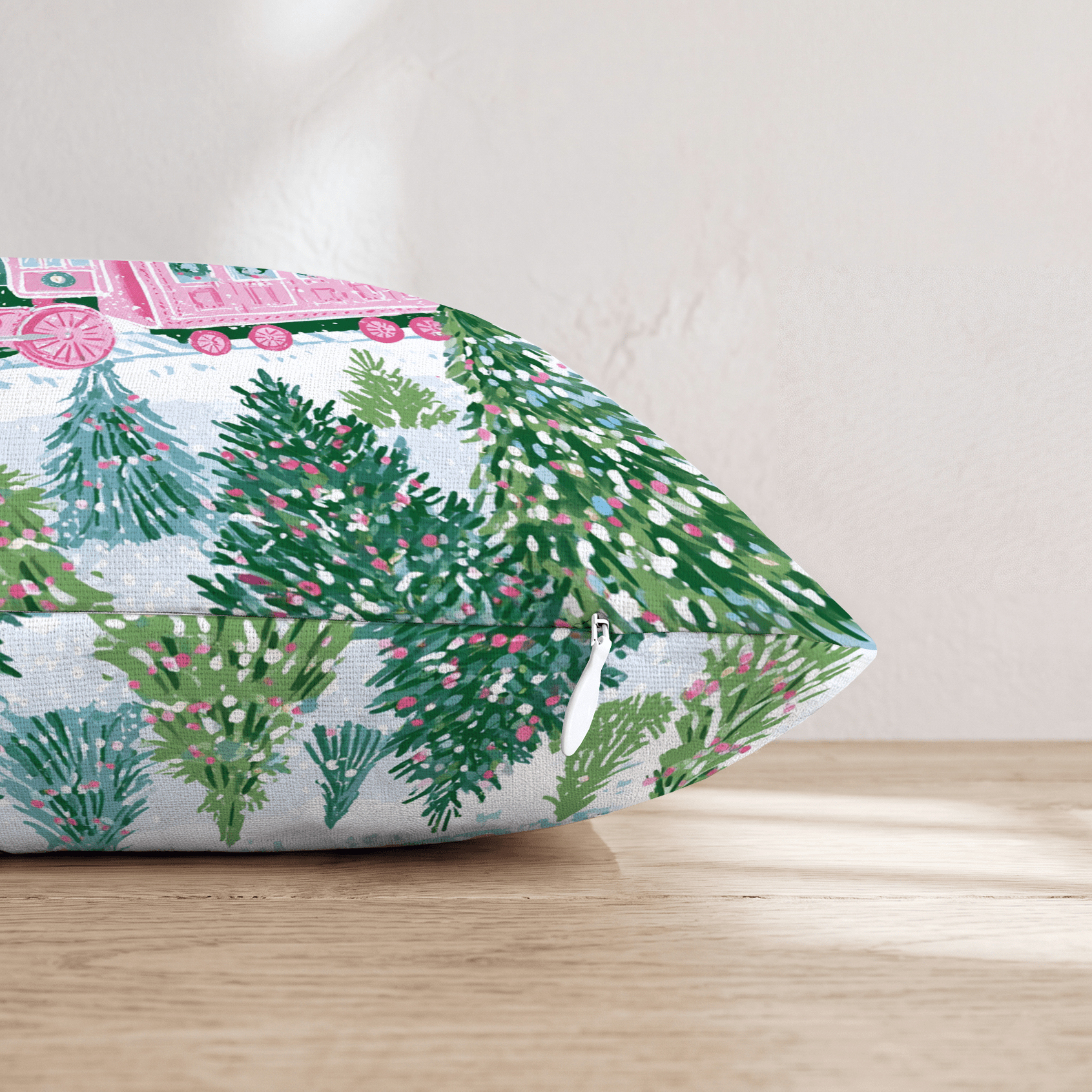 Pastel Wreath Train Throw Pillow - Hillcroft Home