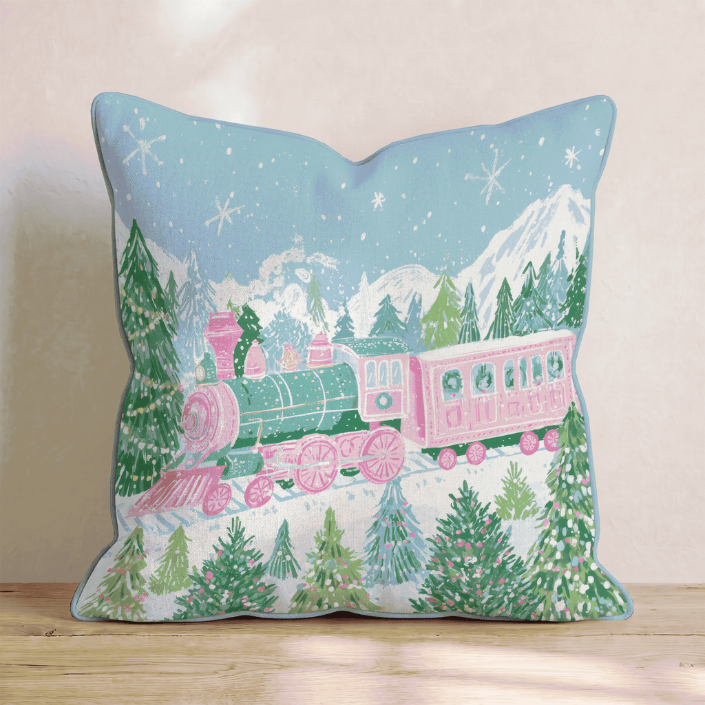 Pastel Wreath Train Throw Pillow - Hillcroft Home