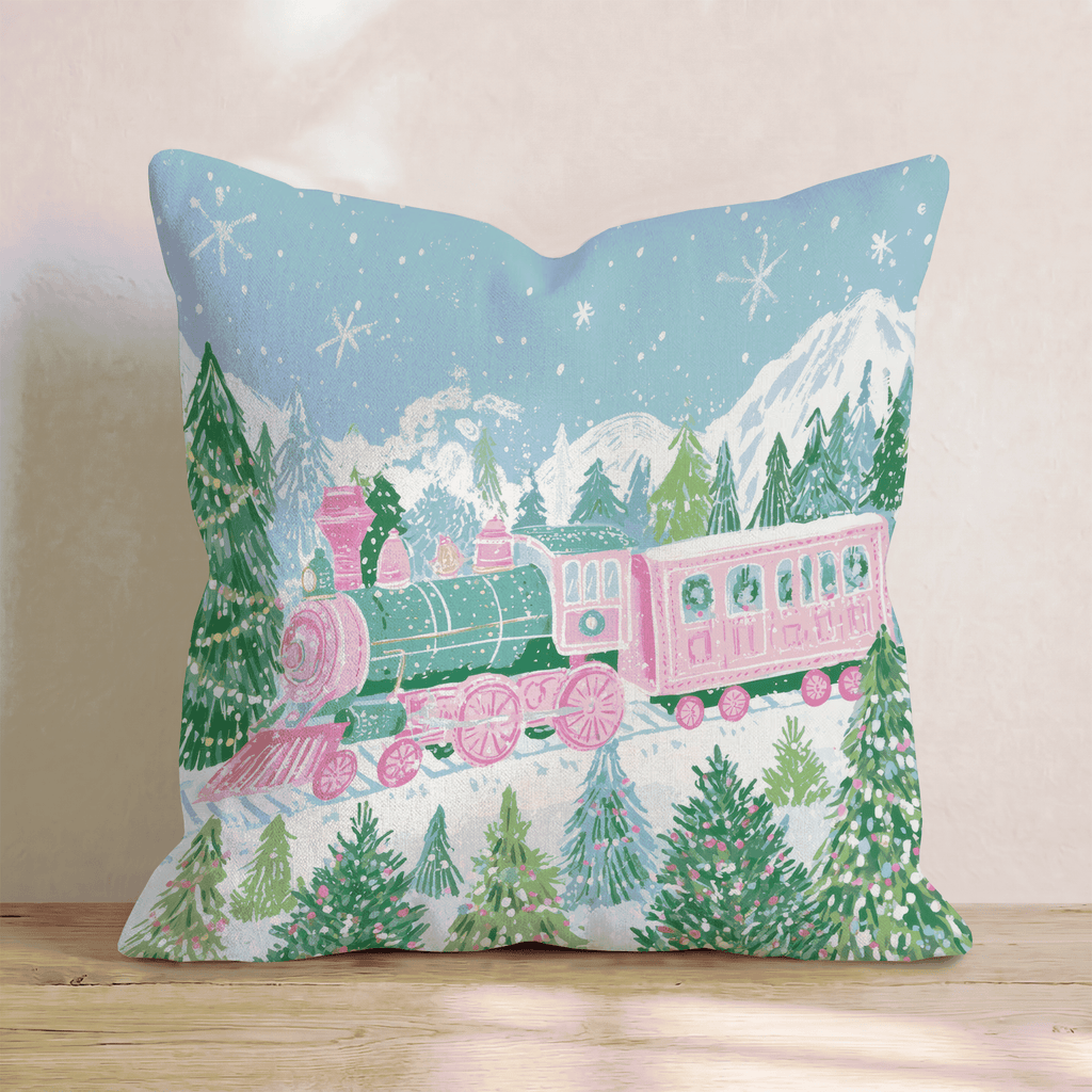 Pastel Wreath Train Throw Pillow - Hillcroft Home