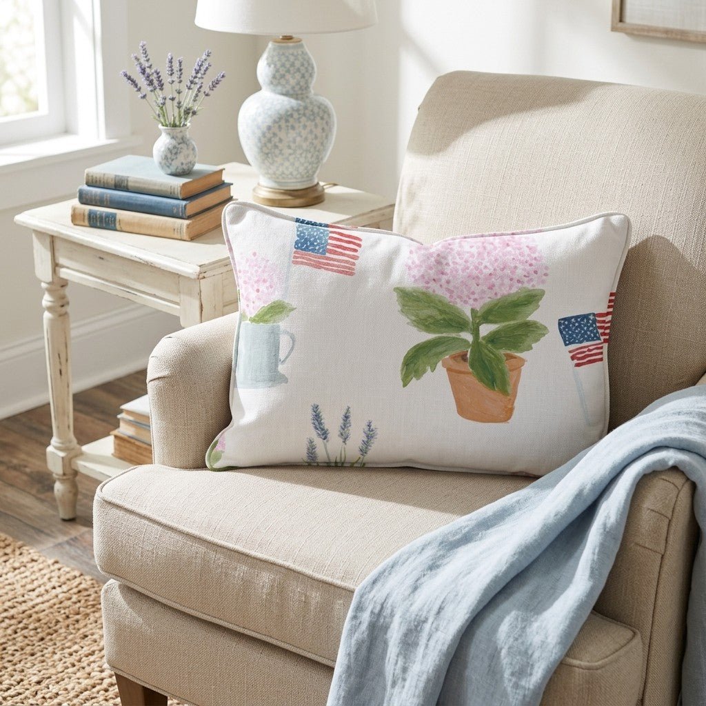 Patriot Garden Pink Throw Pillow - Hillcroft Home