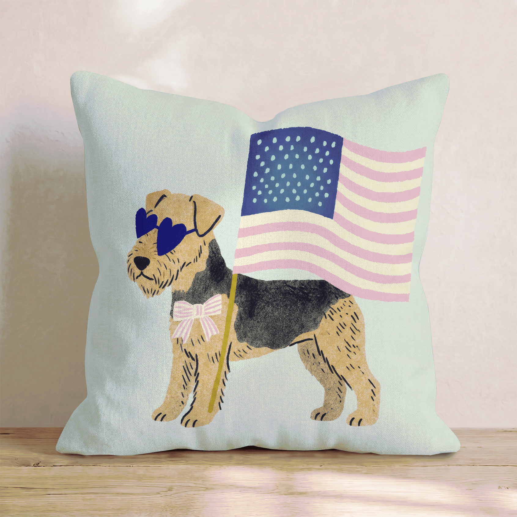 Patriotic Airedale Terrier Throw Pillow - Hillcroft Home