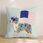 Patriotic Australian Shepherd Throw Pillow - Hillcroft Home