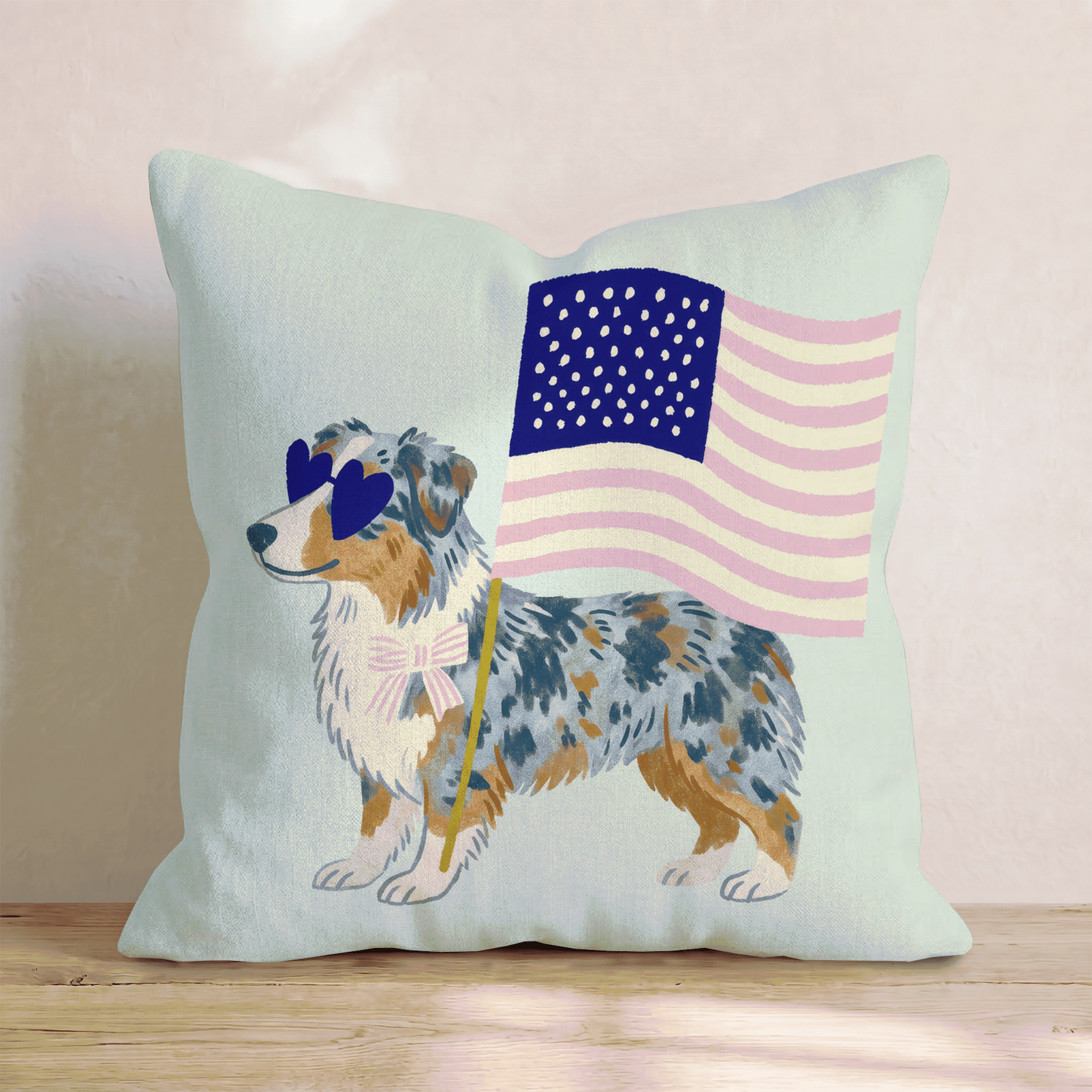 Patriotic Australian Shepherd Throw Pillow - Hillcroft Home