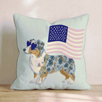Patriotic Australian Shepherd Throw Pillow - Hillcroft Home