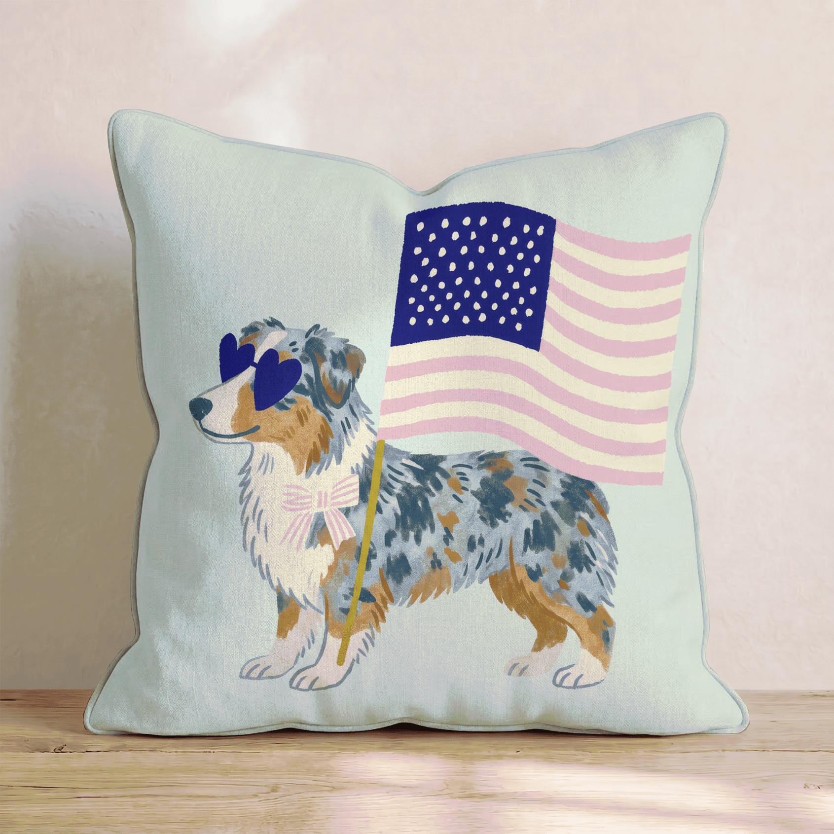 Patriotic Australian Shepherd Throw Pillow - Hillcroft Home