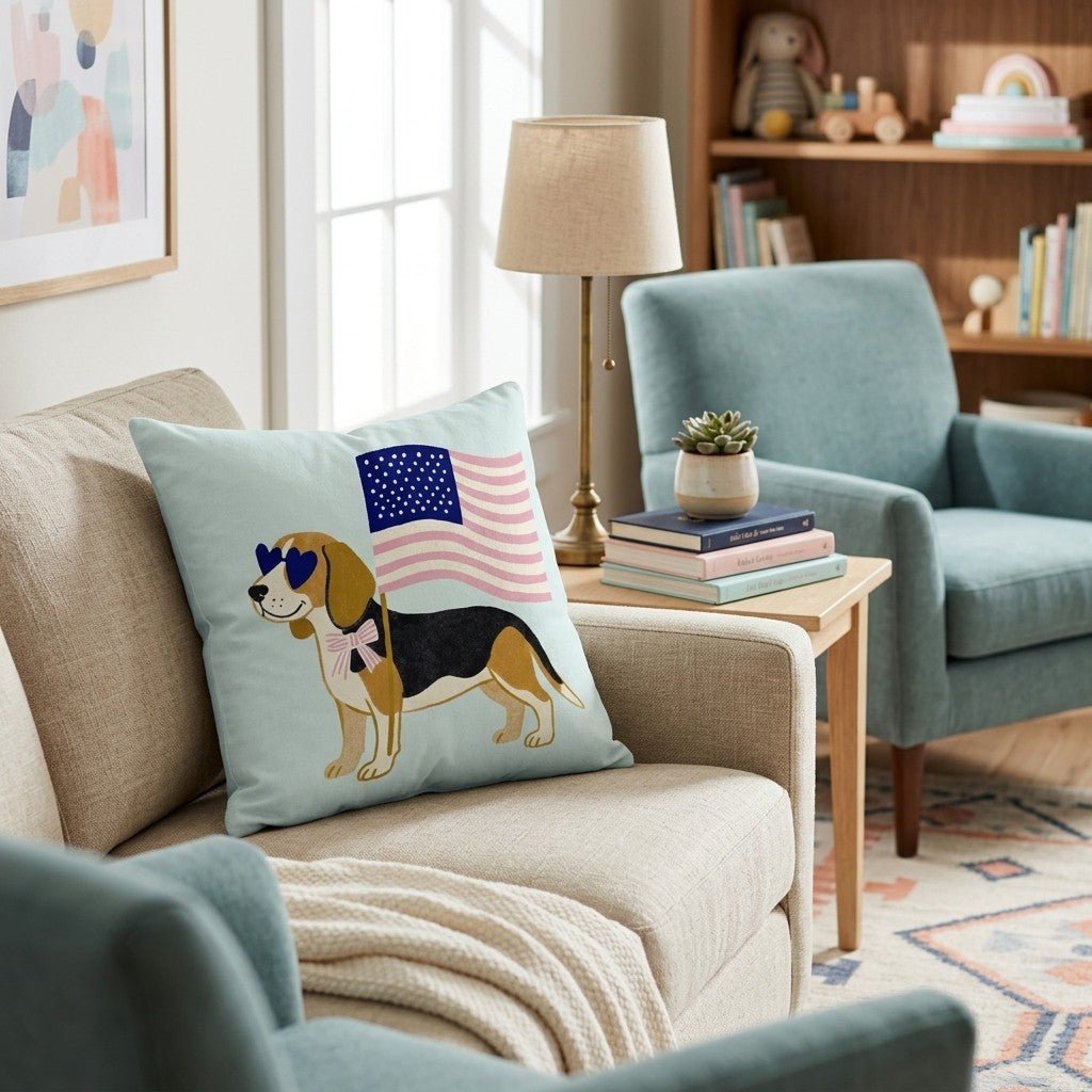 Patriotic Beagle Throw Pillow - Hillcroft Home