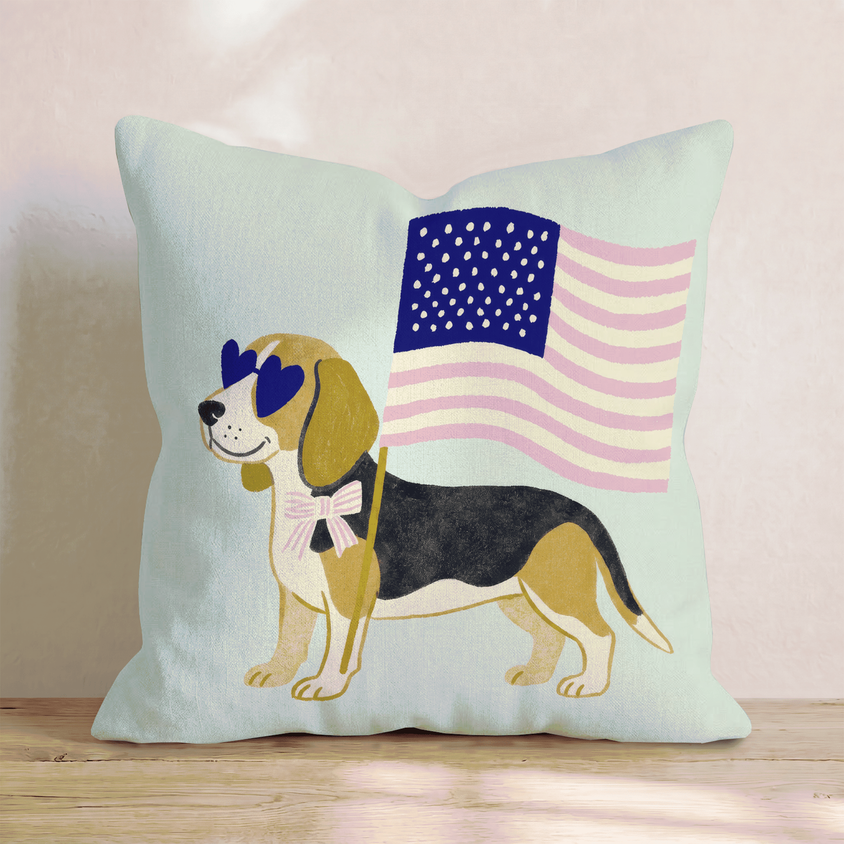 Patriotic Beagle Throw Pillow - Hillcroft Home