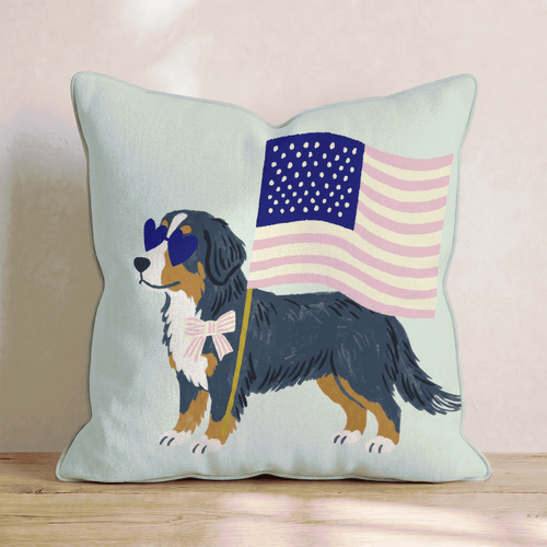 Patriotic Bernese Mountain Dog Throw Pillow - Hillcroft Home