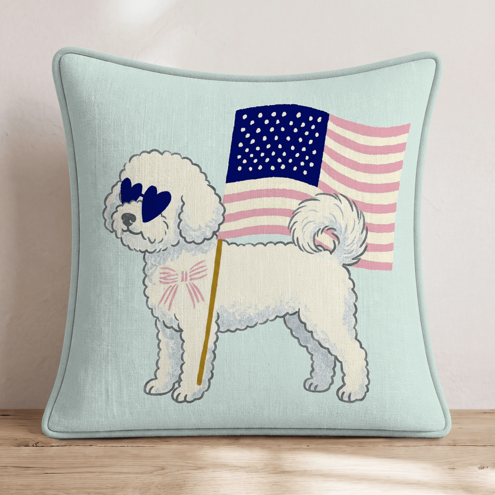 Patriotic Bichon Throw Pillow - Hillcroft Home