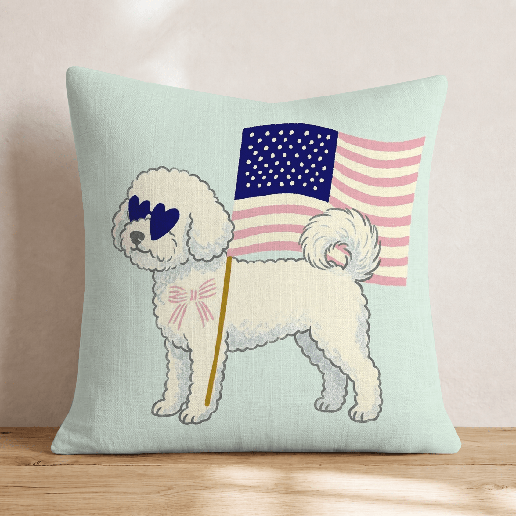 Patriotic Bichon Throw Pillow - Hillcroft Home