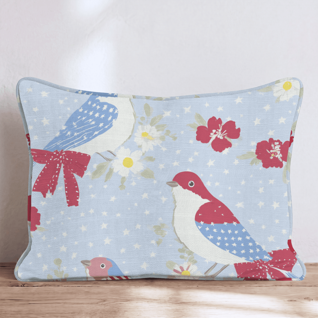 Patriotic Bluebirds Throw Pillow - Hillcroft Home