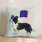 Patriotic Border Collie Throw Pillow - Hillcroft Home