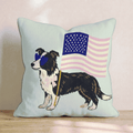 Patriotic Border Collie Throw Pillow - Hillcroft Home