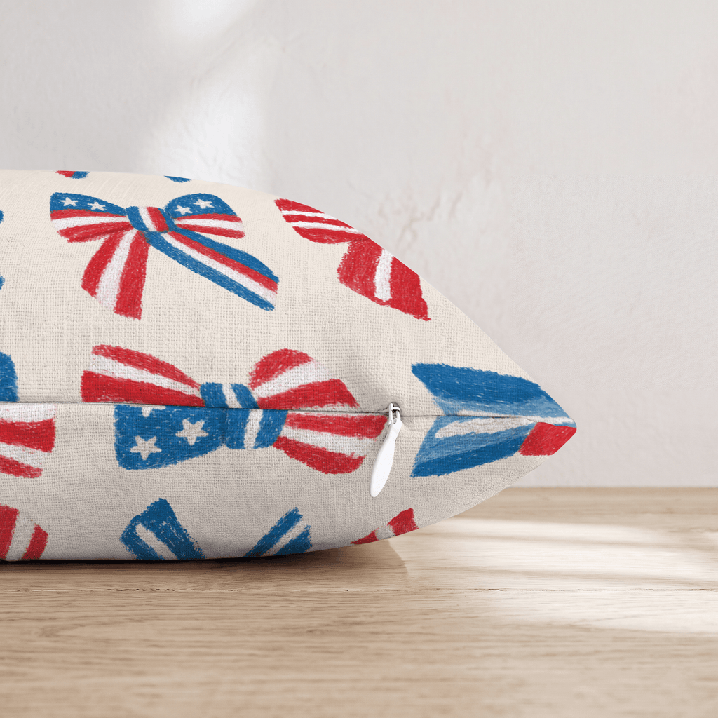 Patriotic Bows Throw Pillow - Hillcroft Home