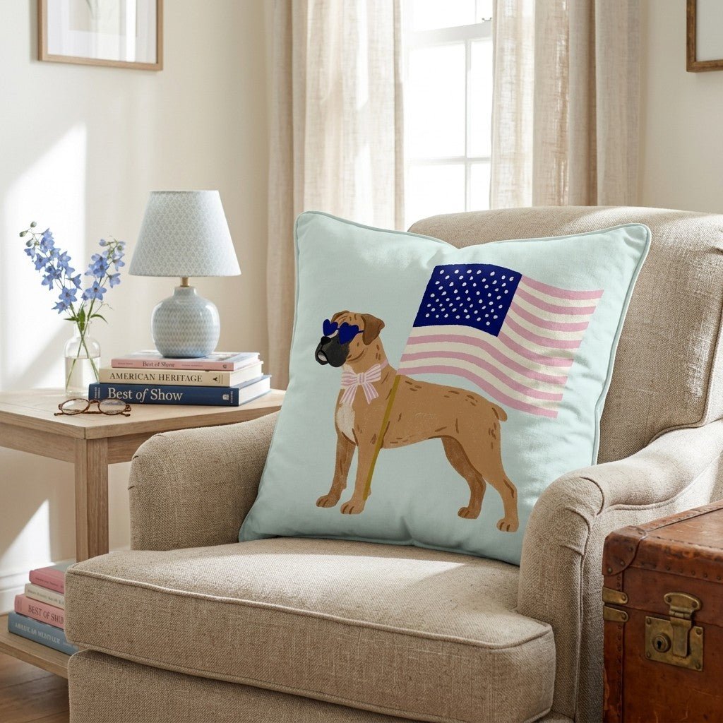 Patriotic Boxer Throw Pillow - Hillcroft Home