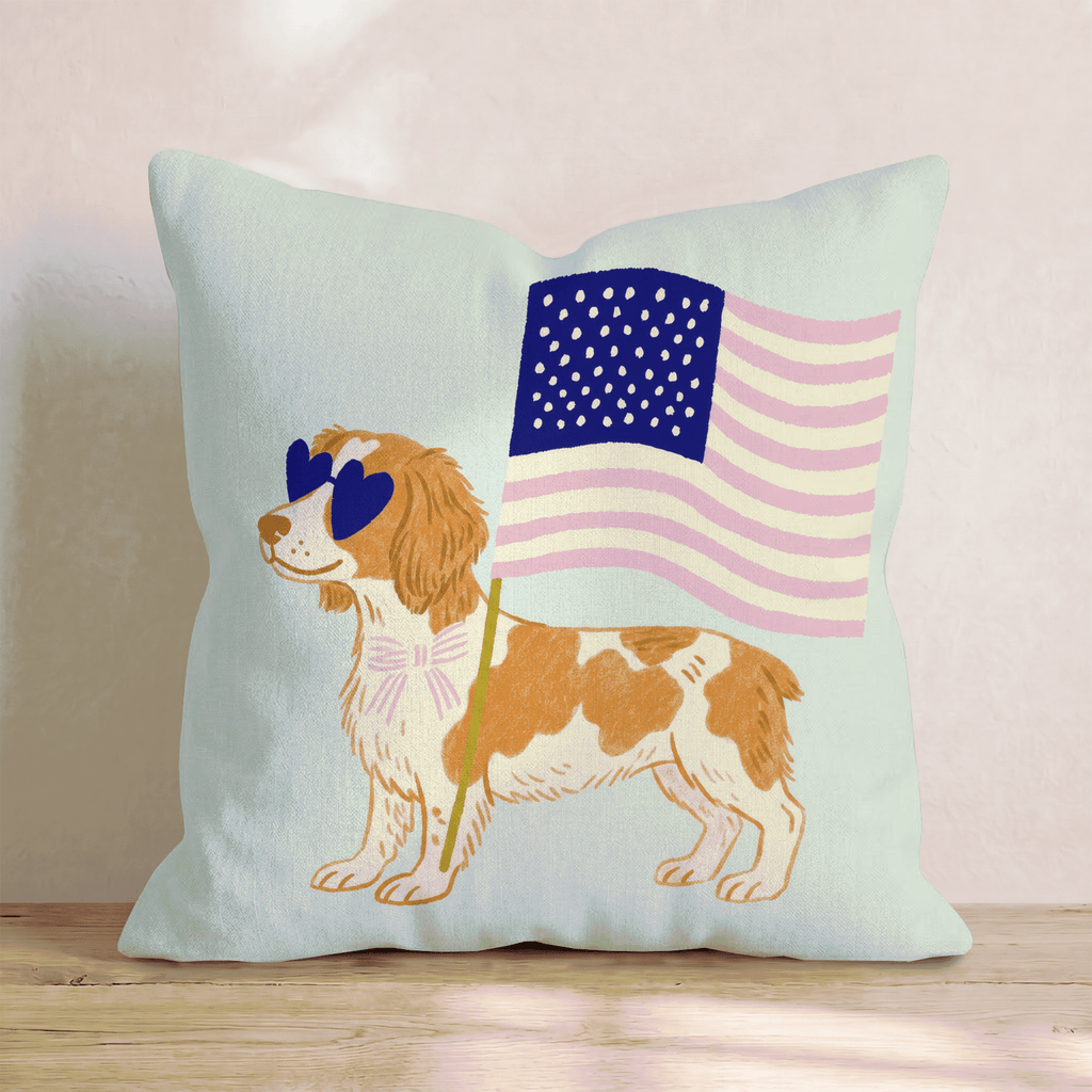Patriotic Brittany Spaniel Throw Pillow - Hillcroft Home