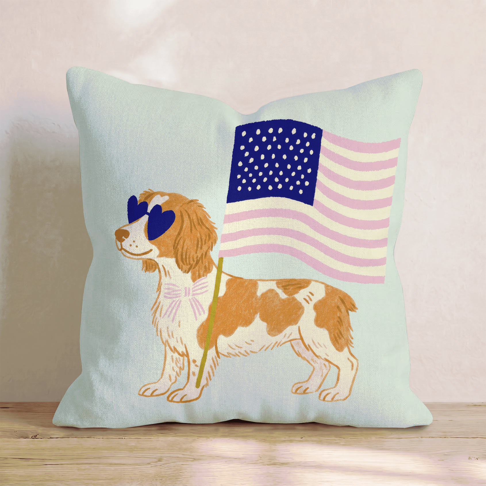 Patriotic Brittany Spaniel Throw Pillow - Hillcroft Home